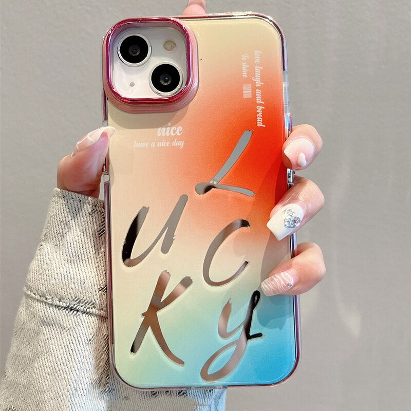 #MK -  Gradient Colorful Lucky Printed Case - iPhone