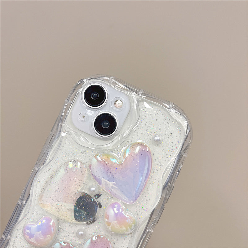 #MK - 3D Laser Hearts Glitter Case - iPhone