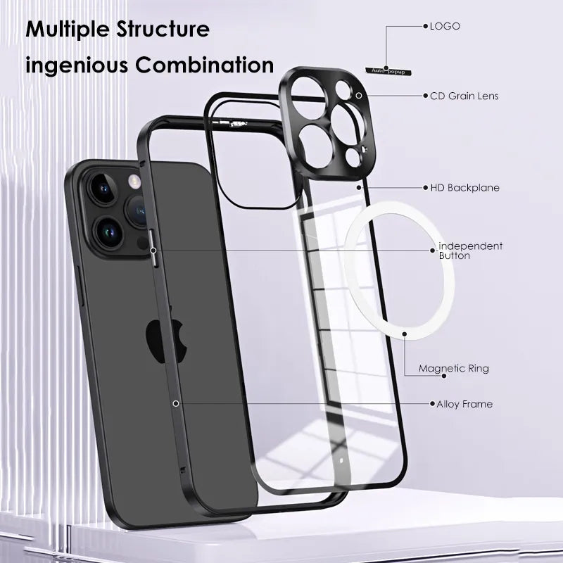 #MK - Metal Frame Transparent Case- Apple