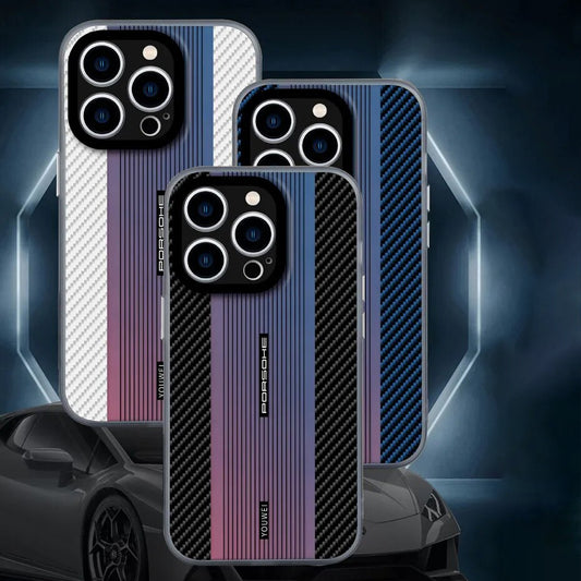 #Mk - Carbon Fiber Striped Porsche Pattern Case - iPhone