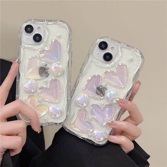 #MK - 3D Laser Hearts Glitter Case - iPhone
