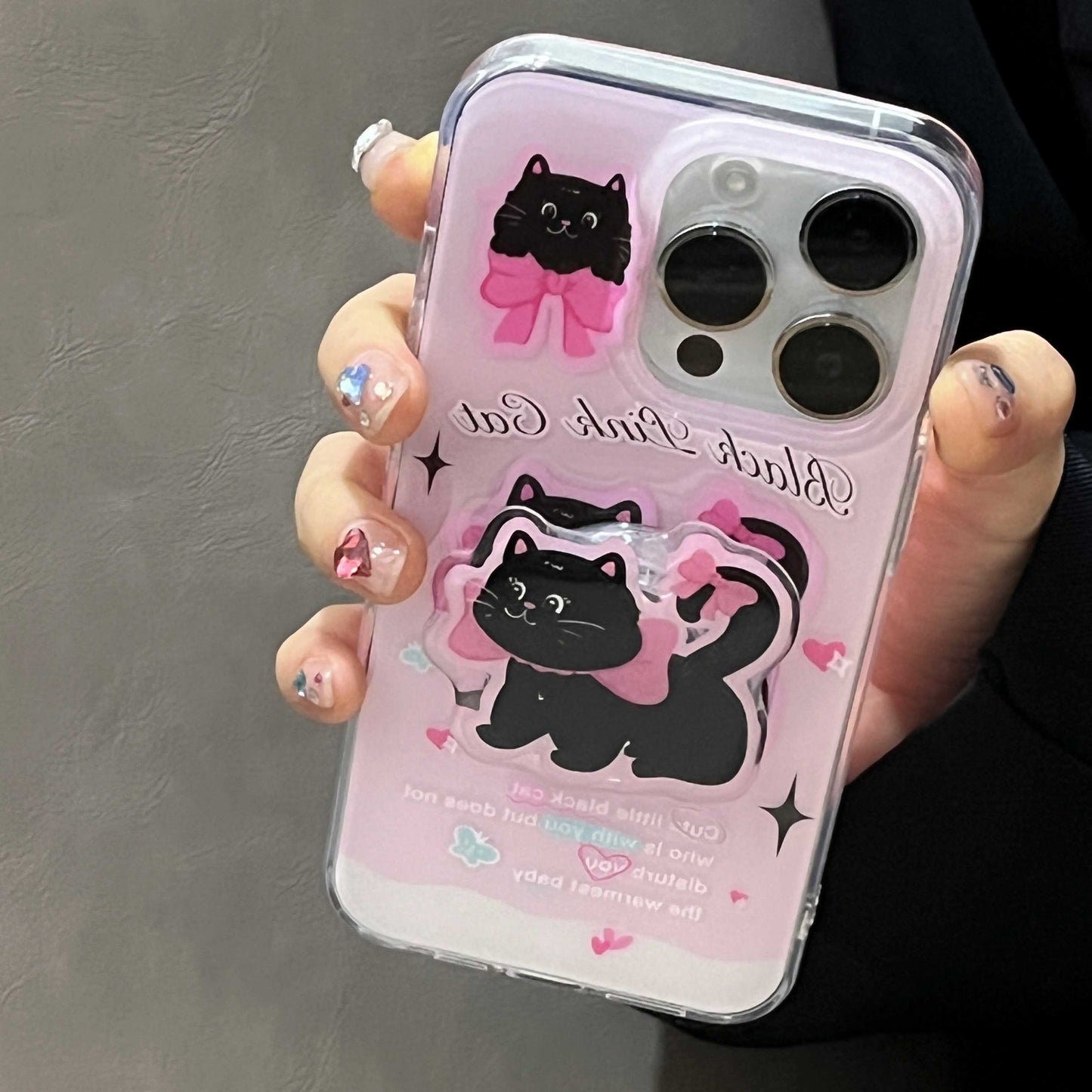 #MK -  3D Cute Kitten Case with Pop Socket - iPhone.