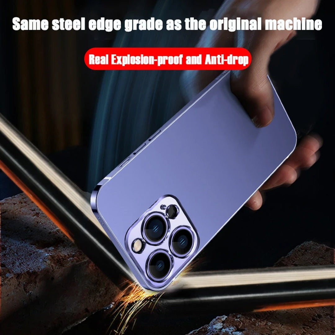 #MK- FrostWrap Stainless Steel Metal Case - iPhone