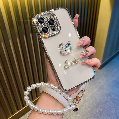 #MK - Sparkling Rhinestone Swan Case - iPhone