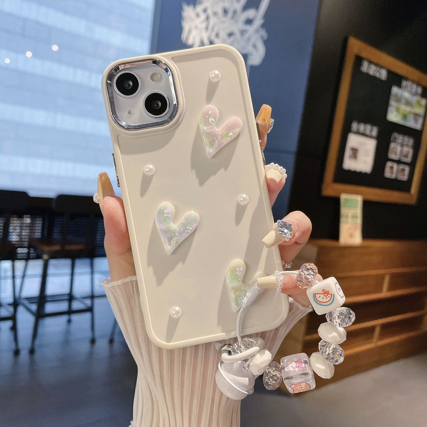 #MK - Heart-Adorned Phone Case - iPhone