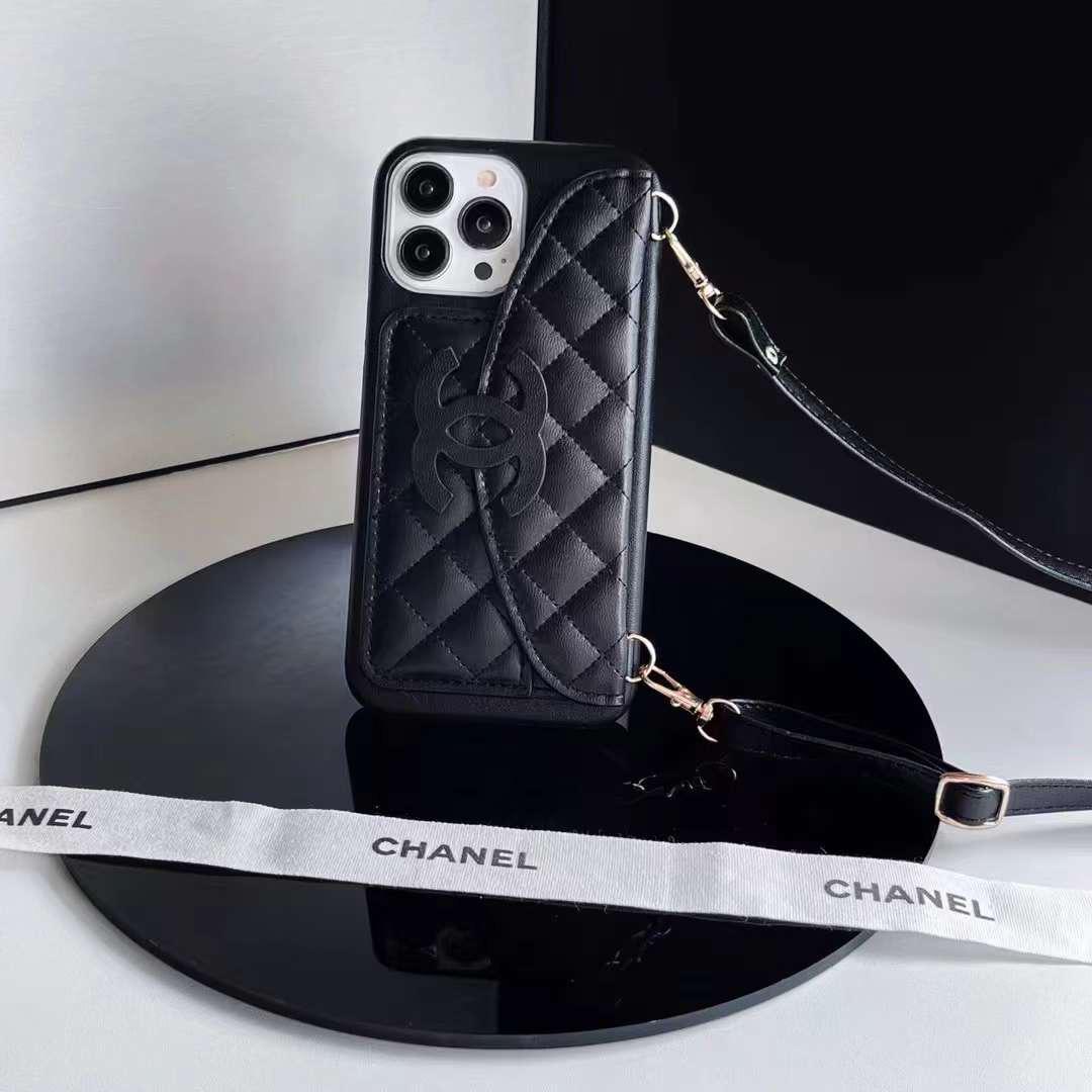 #MK - Quilted Chanel Logo Wallet Case With Sling- iPhone