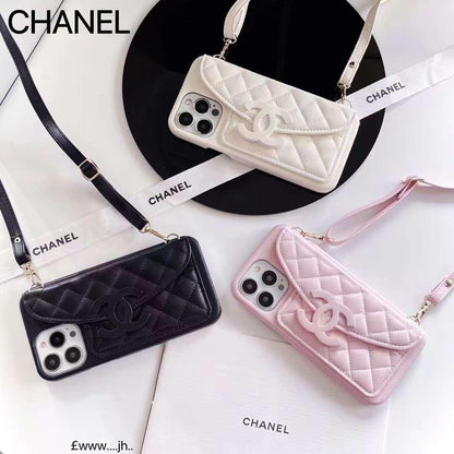 #MK - Quilted Chanel Logo Wallet Case With Sling- iPhone