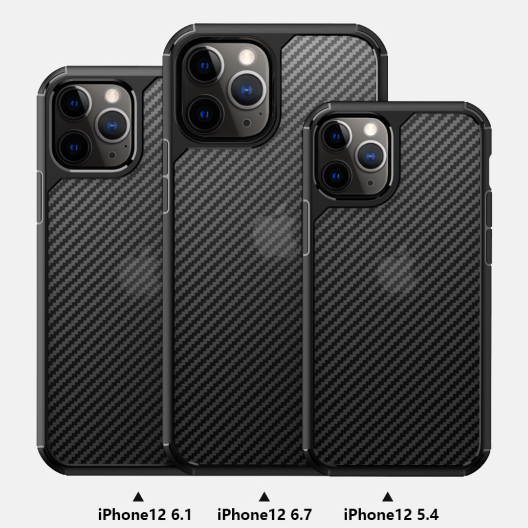 iPhone 12 Pro Max - Opaque Matte Carbon Fiber TPU Armor Case