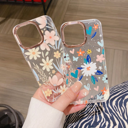 #Mk - Fashion Flowers Transparent Case - iPhone