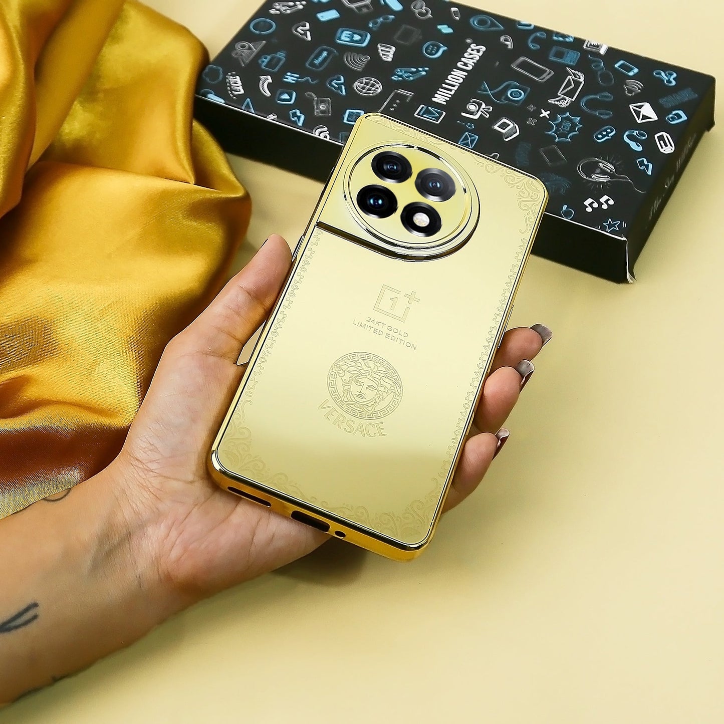 OnePlus 11R Crafted Gold Versace Luxurious Camera Protective Case