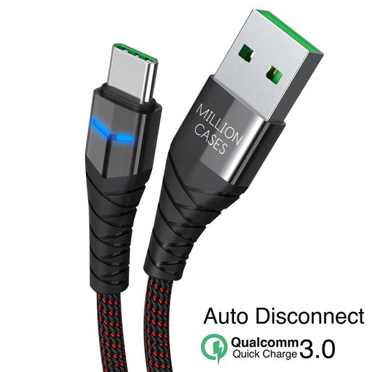 Million Cases Auto Disconnect Fast Charging Braided Type-C Cable