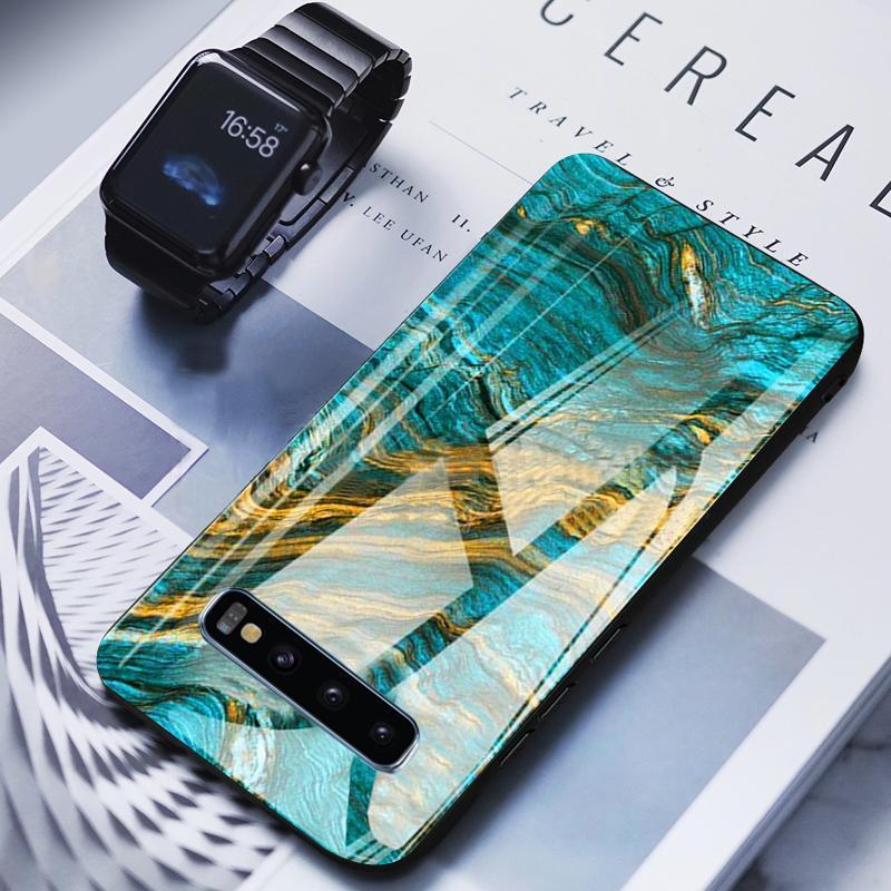 Galaxy S10 Plus Soothing Sea Pattern Marble Glass Back Case