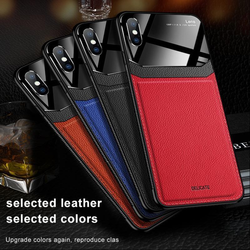 iPhone X Series Sleek Slim Leather Glass Case