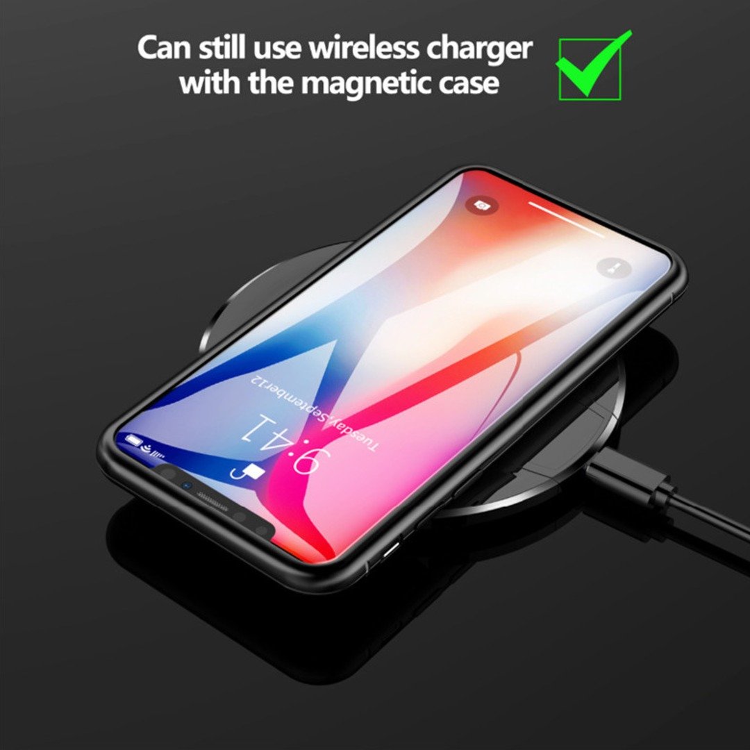 iPhone X Series Electronic Auto-Fit (Front+ Back) Glass Magnetic Case