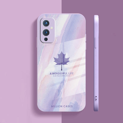 OnePlus 9 Watercolor Mapple Leaf Glass Case