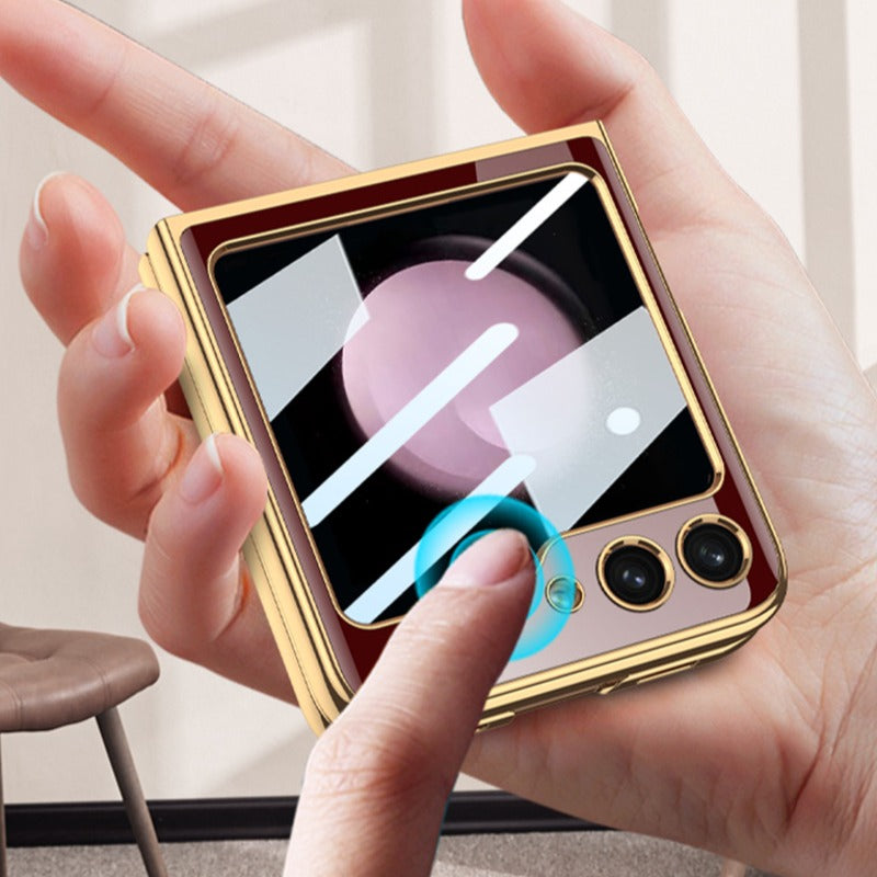 Galaxy Z Flip5 Electroplating Deer Print Glass Case