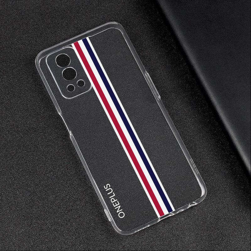 OnePlus Nord 2 Clear Back Case with Colored Stripes
