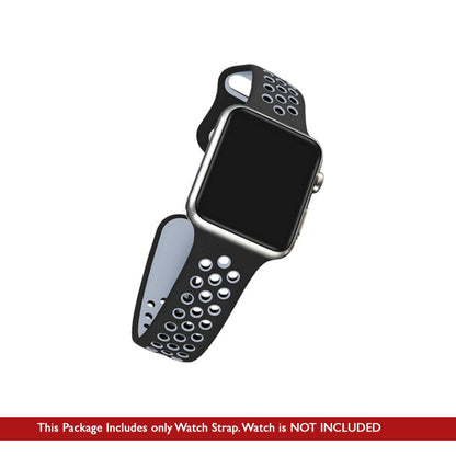 Perforated Sport Band Strap- Black Grey for  Apple Watch (ONLY STRAP NOT WATCH)