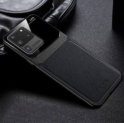Galaxy S20 Ultra Sleek Slim Leather Glass Case