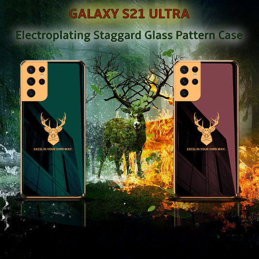Galaxy S21 Ultra Electroplating Staggard Glass Pattern Case