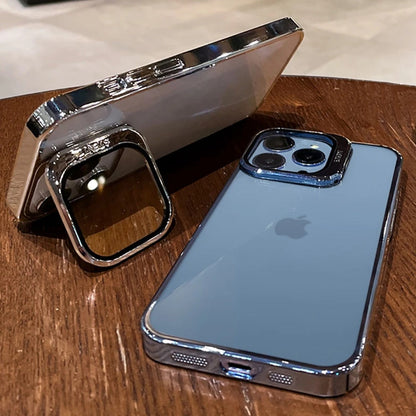 Transparent Electroplated Case with Stand - iPhone