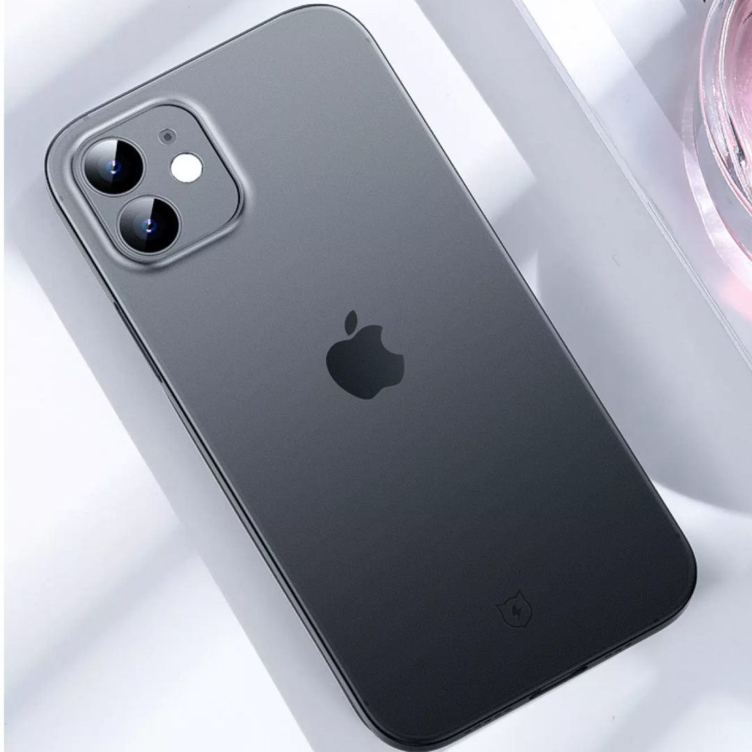 iPhone 12 Mini (3 in 1 Combo) Matte Paper Case + Tempered Glass + Camera Lens Protector