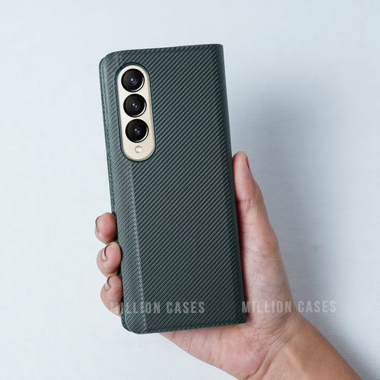 Galaxy Z Fold4 Carbon Fiber Leather Case