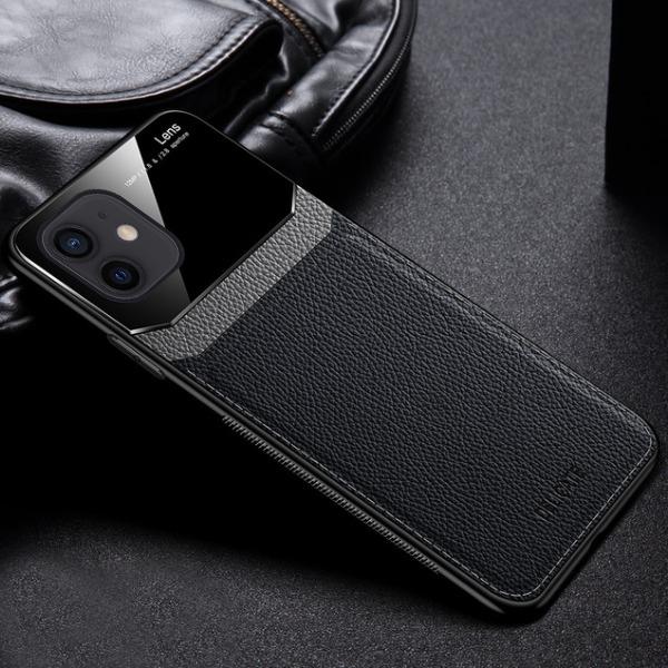 iPhone 12 Sleek Slim Leather Glass Case