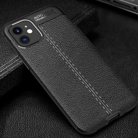 iPhone 12 Series Auto Focus Leather Texture Case