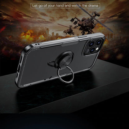 iPhone 12 Pro Shockproof Transparent Metallic Ring Holder Case