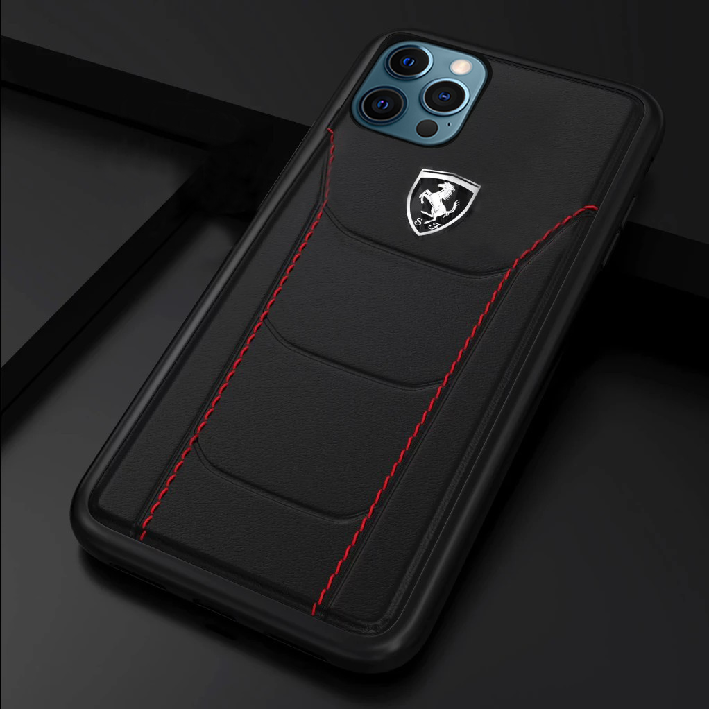 iPhone 11 Series (3 in 1 Combo) Ferrari Case + Tempered Glass + Lens Protector