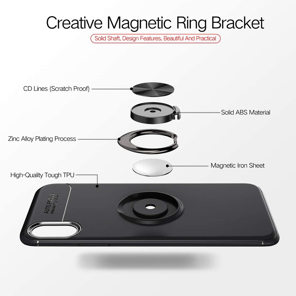 iPhone X Metallic Finger Ring Holder Matte Case