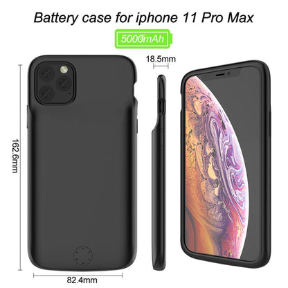 iPhone 11 Pro (3 in 1 Combo) 5000 mAh Battery Shell Case + Tempered Glass + Camera Lens Guard