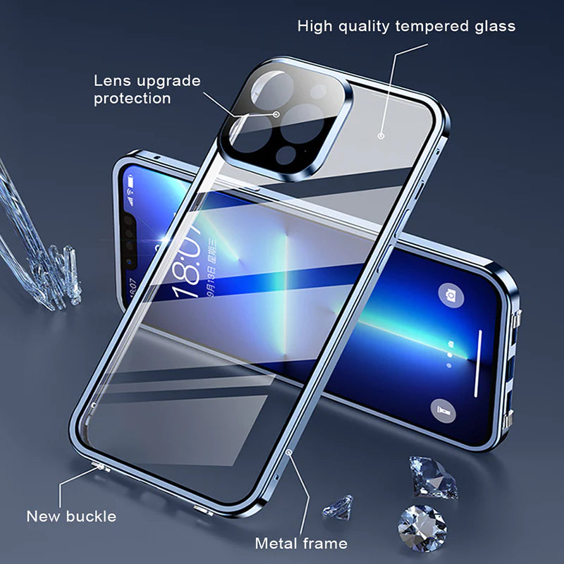 iPhone Series Auto Fit Magnetic Glass Camera Protective Case