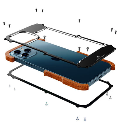 iPhone 15 Series R-Just Aluminium Natural Wood Anti Shock Bumper Case