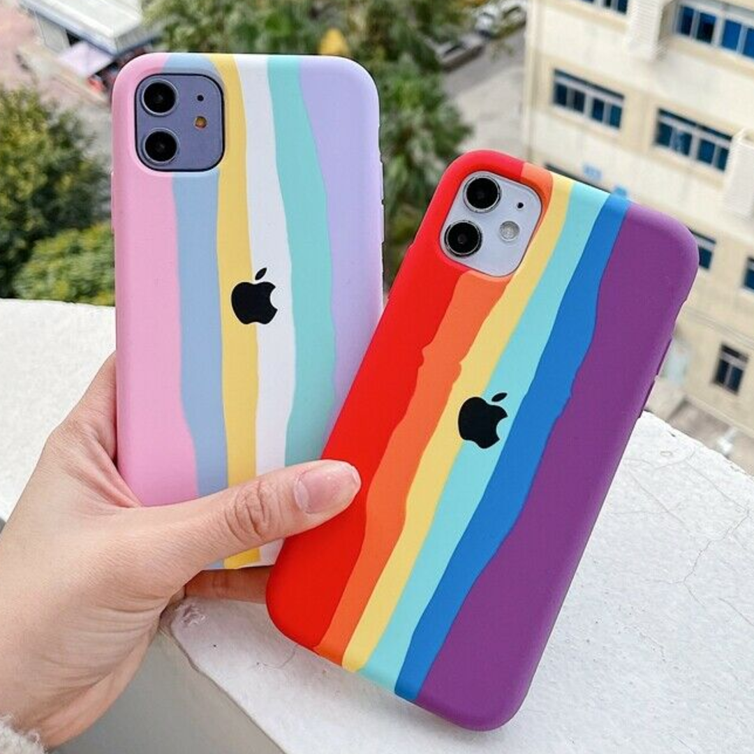 Rainbow Liquid Silicone Logo Case - iPhone